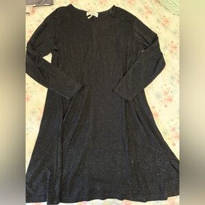Black Long Sleeve‎ Crew Neck A-Line Dress